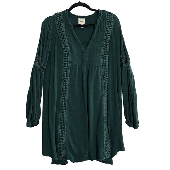 KNOX ROSE Women Mini Dress Pullover Long Balloon Sleeve Sz L Green 93-21 - Picture 1 of 9